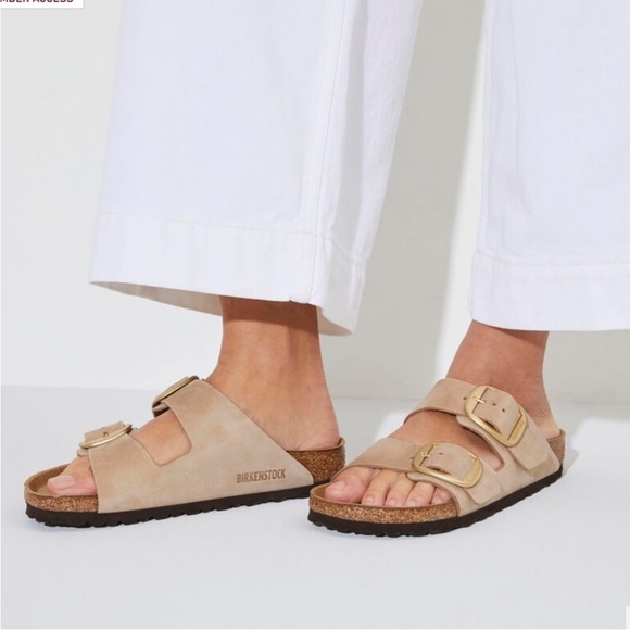 Birkenstock Arizona big buckle sandcastle cream tan gold NWOT - Picture 13 of 13